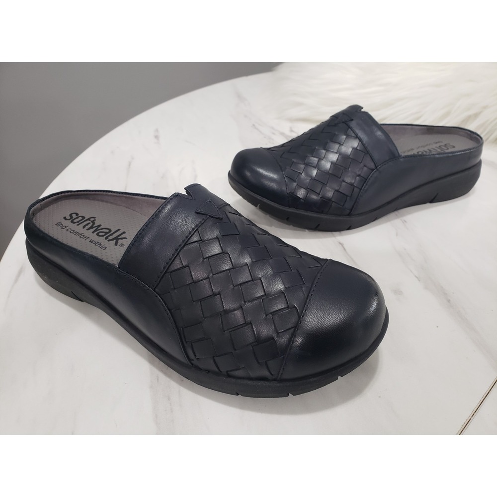 NEW NO BOX SZ 6 Softwalk San Marcos Tooling Women Slip On Navy Blue loafers clog